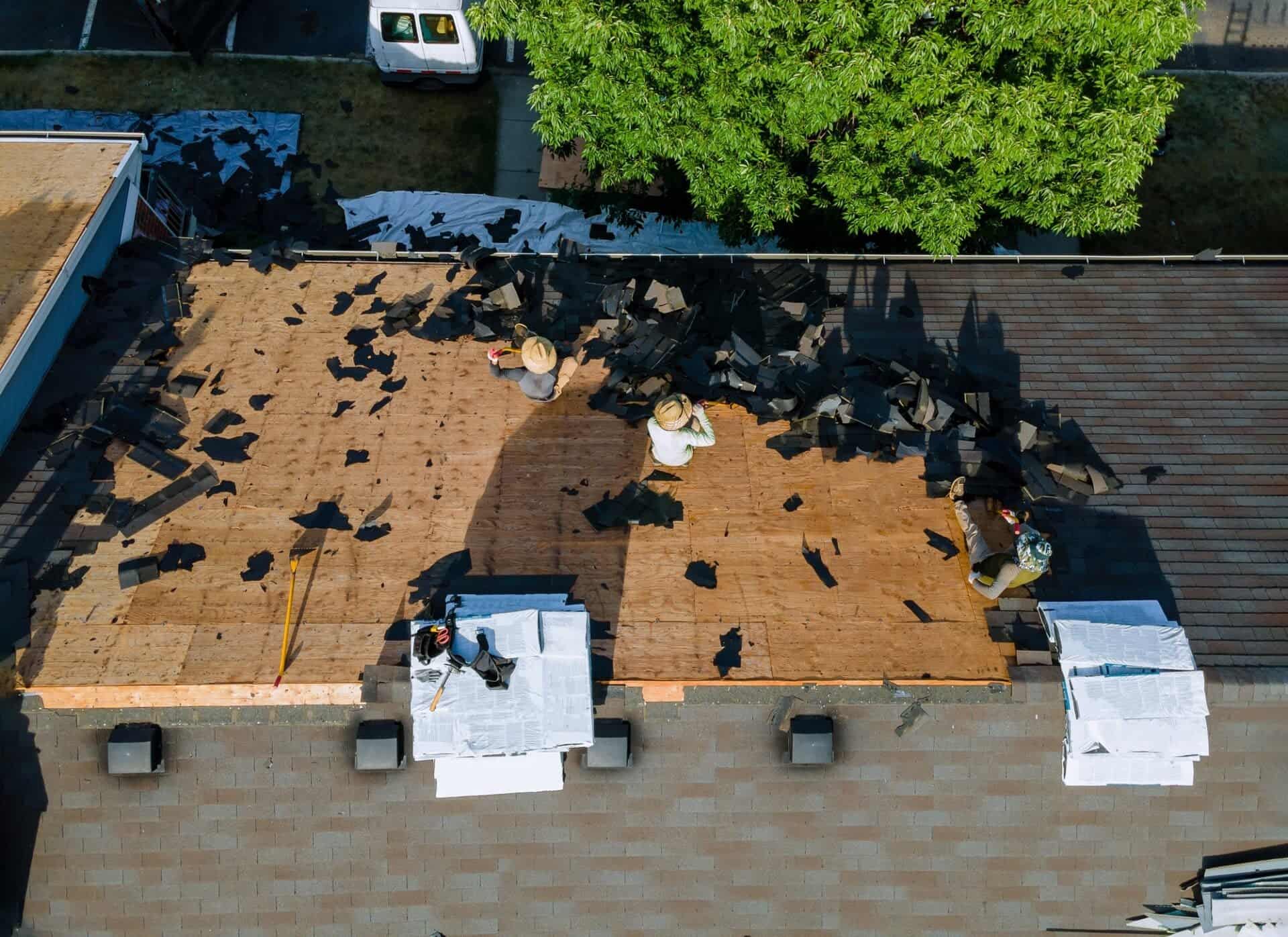 Roof replacement process on a residential property