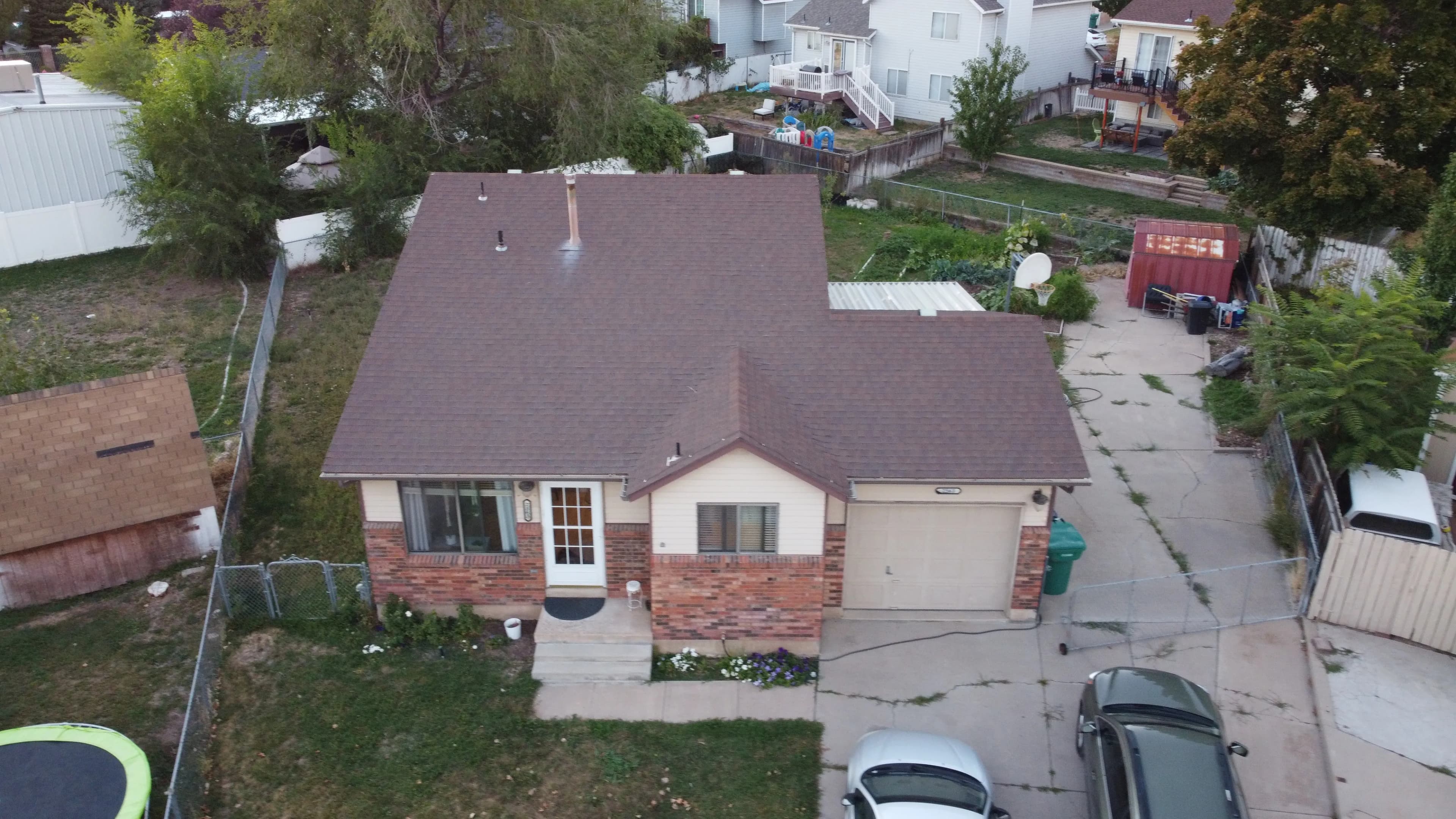 Aerial view completed Utah roof