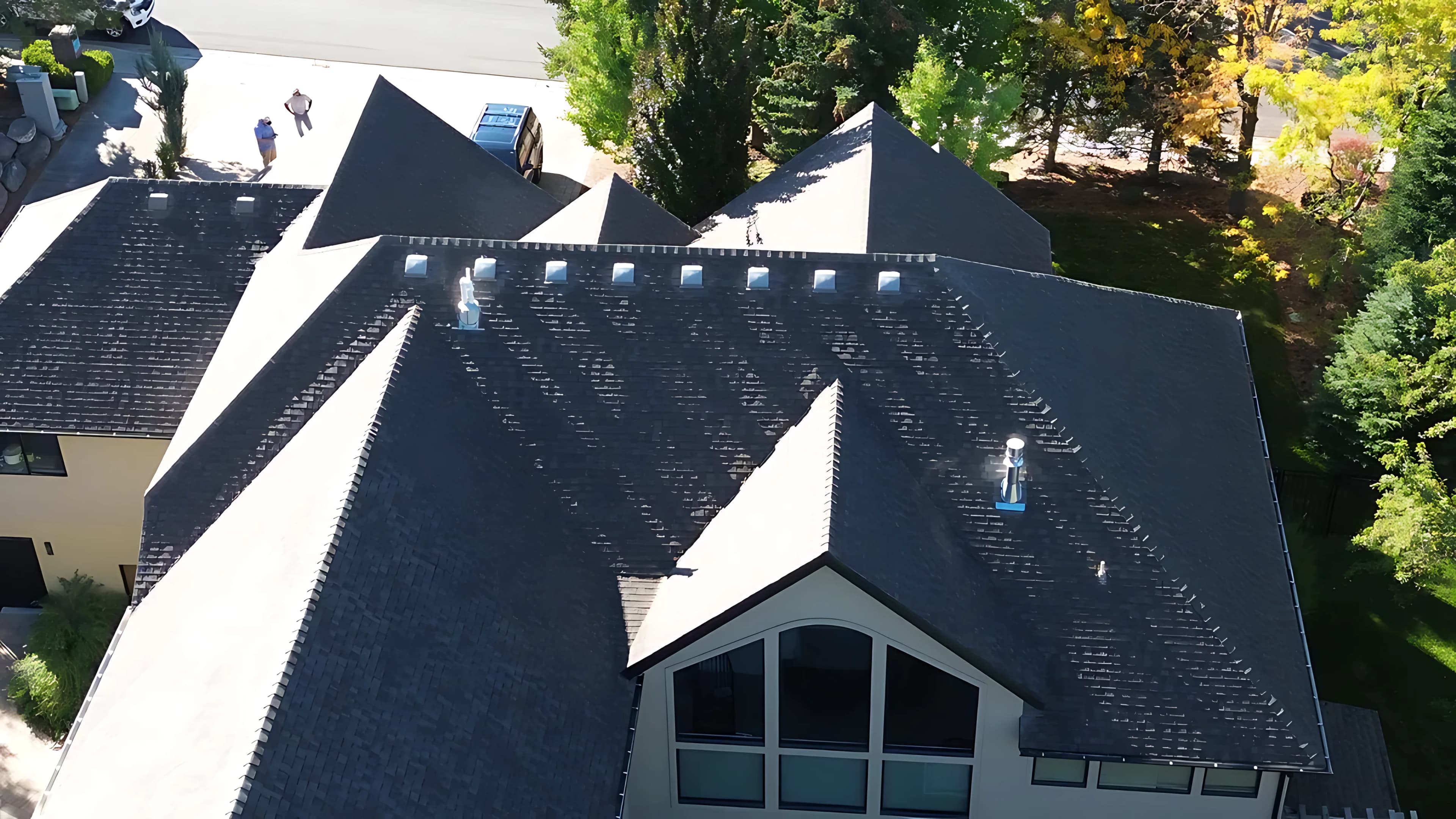 Drone view of completed roof Utah