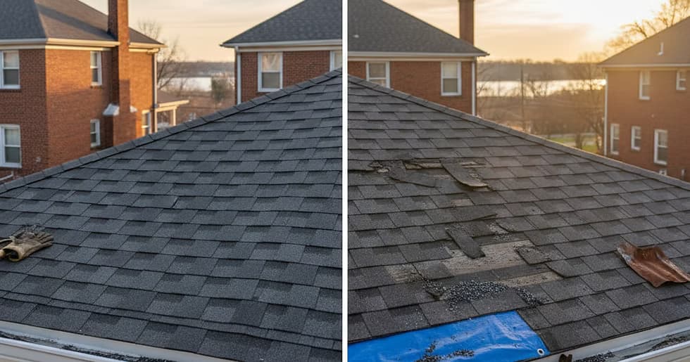 Before – storm-damaged roof Utah